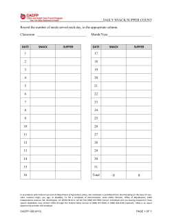 Daily Meal Count Form for Day Care Centers - Snack and Suppers (CACFP-128)