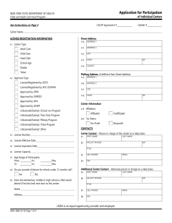 Application for Participation of Individual Centers (DOH-3682)