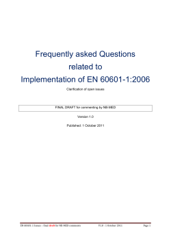 Frequently asked Questions related to Implementation of EN 60601-1:2006