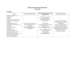 Dental Vendor Contact Information