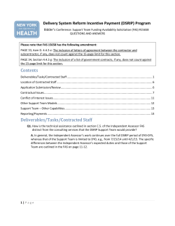 Bidder's Conference: Support Team Funding Availability Solicitation (FAS) #15658 - Questions and Answers