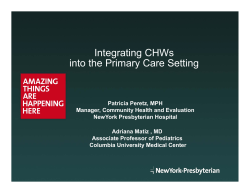 Integrating CHWs into the Primary Care Setting