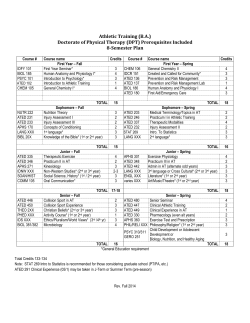 Eight Semester Plan: With Doctorate of Physical Therapy Prerequisites