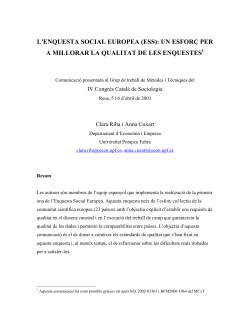 L'Enquesta Social Europea (ESS): Un esfor per a millorar la qualitat de les enquestes