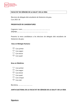 Facultat de Ci ncies de la Salut i de la Vida