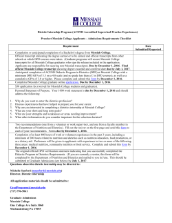 Dietetic internship - Preselect option (for Messiah College students only)