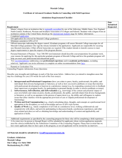 Certificate in Advanced Graduate Studies (CAGS) in counseling with field experience