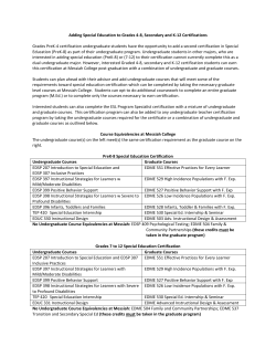 Course Equivalencies for Post-Baccalaureate Special Education