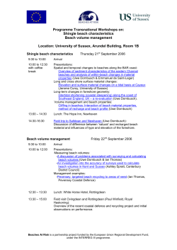 Programme Transnational Workshop on shingle beaches 21 to 22 September 2006, University of Sussex (links to the presentations through the programme)