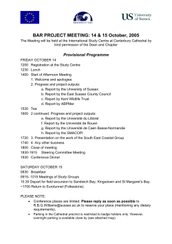 Programme Transnational Meeting 14 to 15 October 2005, Canterbury