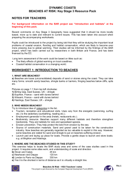 Teachers Notes for worksheets