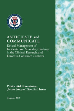 Commission report on Ethical Management of Secondary and Incidental Findings