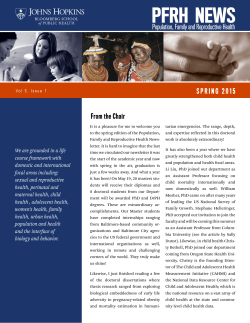 Population, Family and Reproductive Health-Spring 2015 Newsletter
