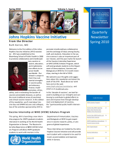Johns Hopkins Vaccine Initiative (JHVI) newsletter.