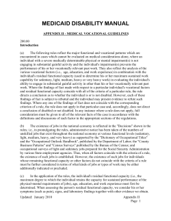 Appendix II (Medical Vocational Guidelines)