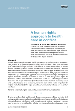 A Human Rights Approach to Health Care in Conflict