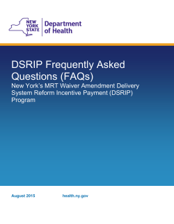 General DSRIP FAQs (Updated 8/31/15)