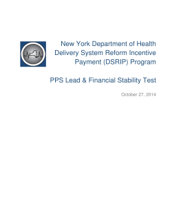 DSRIP PPS Lead Financial Stability Test Application