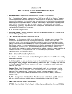 Attachment #2 Adult Care Facility Quarterly Statistical Information Report Definition of Terms