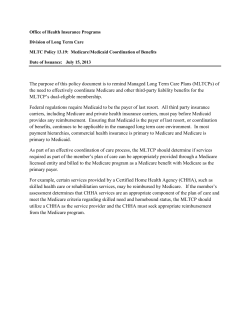 MLTC Policy 13.19: Medicare/Medicaid Coordination of Benefits