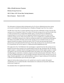 MLTC Policy 13.07: Private Duty Nursing Summary