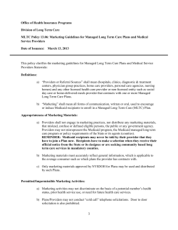 MLTC Policy 13.06: Marketing Guidelines for MLTC Plans and Medical Service Providers