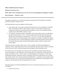 MLTC Policy 13.01 REVISED: Transition of Care for Fee for Services Participants in Mandatory Counties