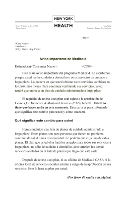 Aviso importante de Medicaid