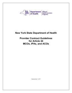 Provider Contract Guidelines for MCOs and IPAs.