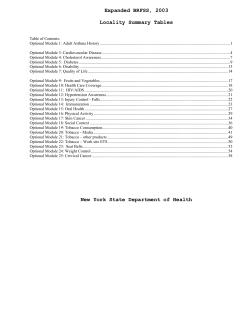 Locality Summary Tables for Optional Modules
