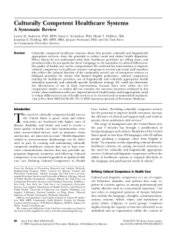 Culturally Competent Healthcare Systems: A Systematic Review