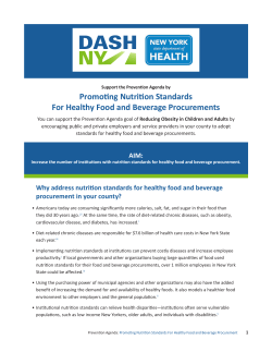 Fact Sheet: Promoting Nutrition Standards For Healthy Food and Beverage Procurement