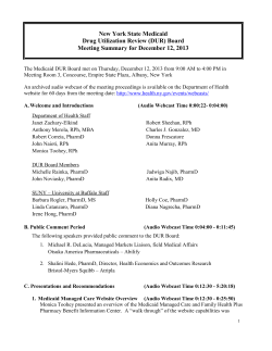 December 12, 2013 Meeting Summary - Posted 01/14/2014