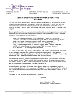 Medicaid Drug Utilization Review Intervention Notice: Metformin - August 15, 2015