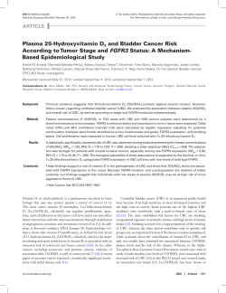 Plasma 25 hydroxyvitamin D3 and Bladder c&agrave;ncer risk according to tumor estada and FGFR3 estatus