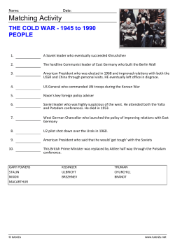 Download Cold War History Matching Activities