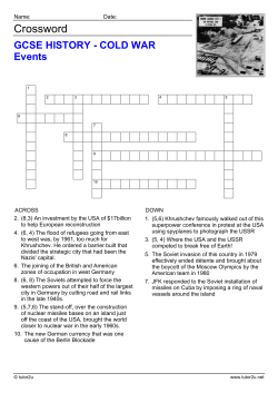 Download the Cold War Events Crosswords