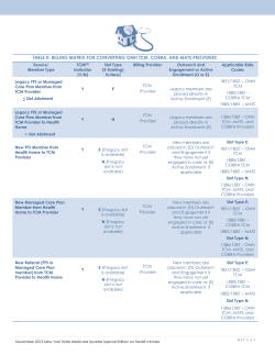 TABLE D: BILLING MATRIX FOR CONVERTING OMH TCM, COBRA, AND MATS PROVIDERS
