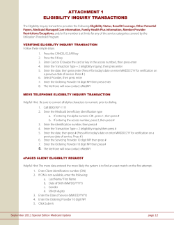 Attachment 1 ELIGIBILITY INQUIRY TRANSACTIONS