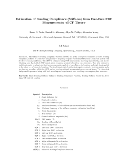 "Estimation of Bending Compliance (Stiffness) From Free-free FRF Measurments: eBCF Theory", Pasha, H., Allemang, R.J., Phillips, A.W.,&nbsp;Proceedings, International Modal Analysis Conference (IMAC), 2015.