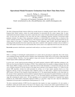 "Operational Modal Parameter Estimation from Short-Time Data Series", Arora, R., Phillips, A.W., Allemang, R.J.,&nbsp;