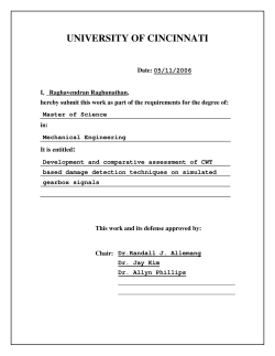2006-Raghunathan-Development and Comparative Assessment of Continuous Wavelet Transform (CWT) Based Damage Detection Techniques on Simulated Gearbox Signals