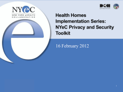 Health Homes Implementation Series: NYeC Privacy and Security Toolkit