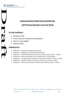 Proposed Salient Health Home Dashboards