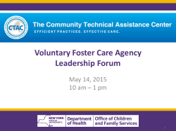 May 14, 2015: Overview of Health Home Training Offerings for Voluntary Foster Care Providers