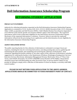RETURNING Student Application 2014-2015