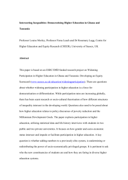 Intersecting Inequalities: Democratising Higher Education in Ghana and Tanzania - Paper presented (Morley) at the Consortium of Higher Education Researchers (CHER) Annual Conference in Pavia, Italy, 11 - 13 September 2008