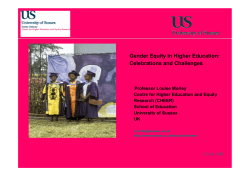 Celebrations and Challenges for Gender Equality in Higher Education, Louise Morley's keynote presentation to The Finnish Association of Women Researchers, Helsinki University, Finland, November, 2008