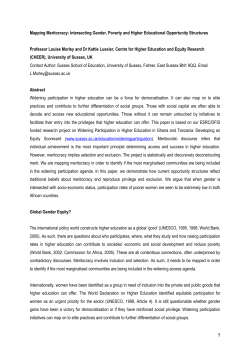 Mapping Meritocracy: Intersecting Gender, Poverty and Higher Educational Opportunity Structures, Professor Louise Morley and Dr Kattie Lussier, Paper presented at the SRHE Annual Conference 2008 'Valuing Higher Education' held in Liverpool, 9 - 11 December 2008