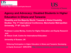 Agency and Advocacy: Disabled Students in Higher Education in Ghana and Tanzania